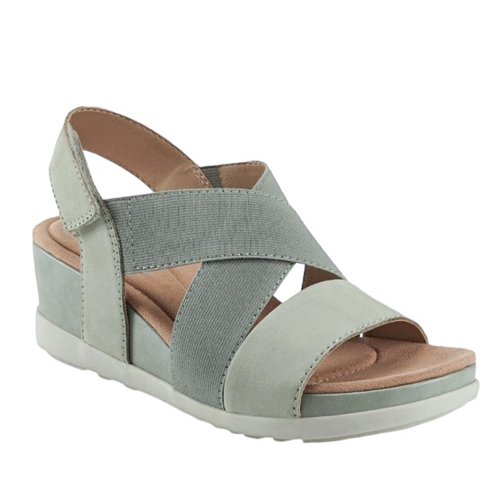 Earth Origins Women's Sandals in Light Green and Tan
